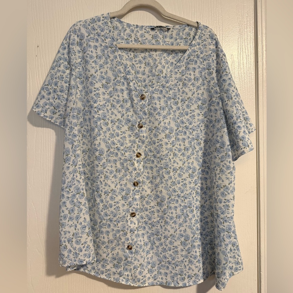 BloomChic Light Blue Floral Button-Down Shirt